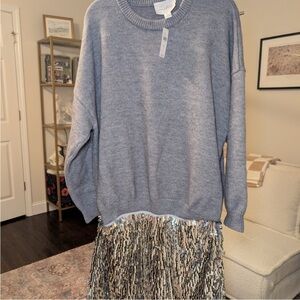 NWT Anthropologie Mare Mare Long-Sleeve Knit Sequin Twofer Mini Dress Women's XL